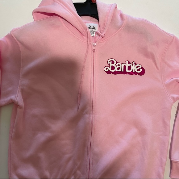 Barbie Girls’ Pink Zip-up Drawstring Hoodie - Picture 2 of 3